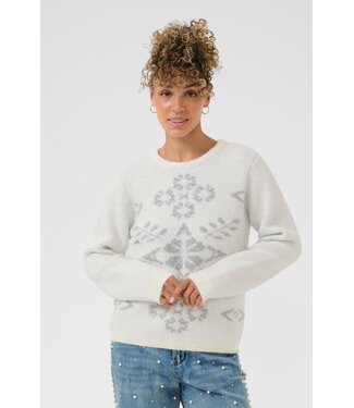 CREAM CRTinsel Knit Pullover - Whisper White Snowflake