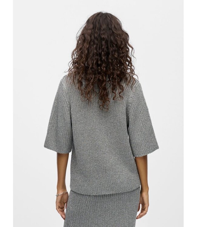 Object OBJKORA Knit S/S RE Pullover - Silver Lurex
