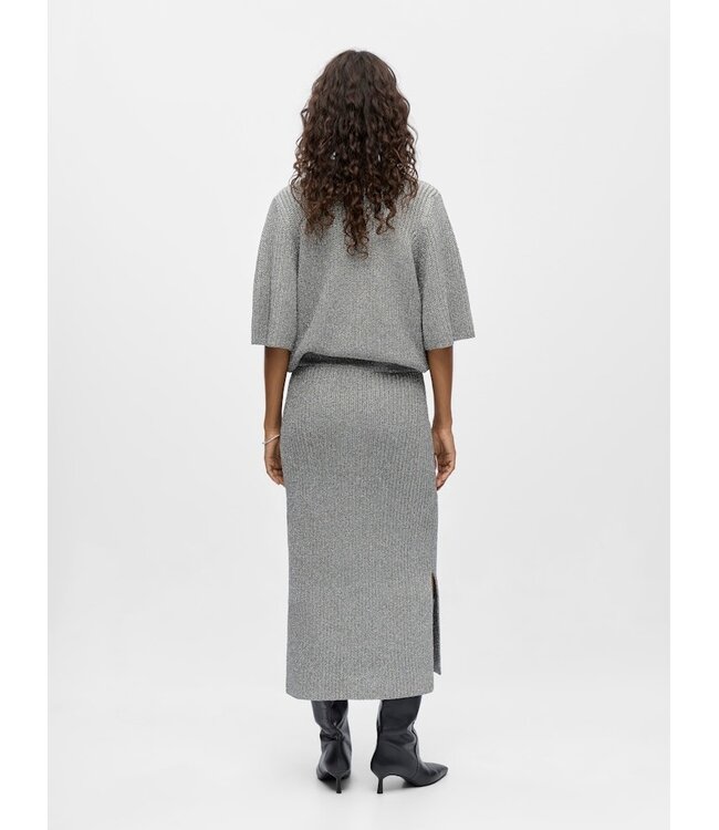 Object OBJKORA Knit MW RE Skirt - Silver Lurex
