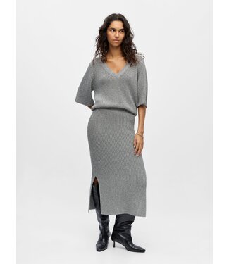 Object OBJKORA Knit MW RE Skirt - Silver Lurex
