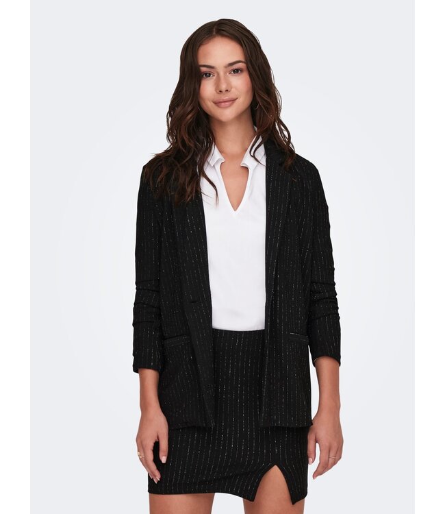 JDY JDYMARY L/S Lurex Blazer - Black SILVER PINSTRIPE