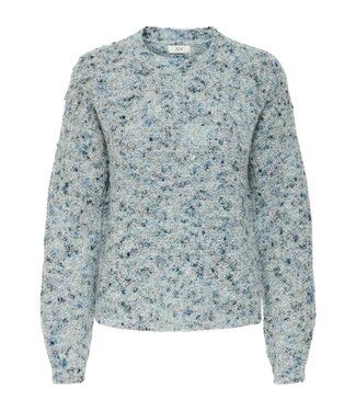 JDY JDYLEAH L/S O-Neck Pullover - Cloud Dancer W. COLD, MEDITERRANIAN & ENSIGN BLUE