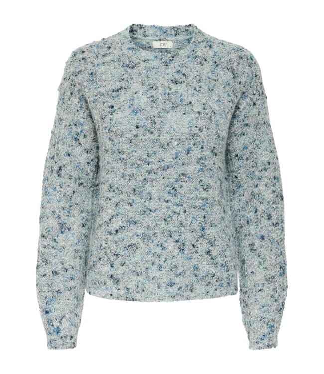 JDY JDYLEAH L/S O-Neck Pullover - Cloud Dancer W. COLD, MEDITERRANIAN & ENSIGN BLUE