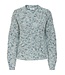 JDY JDYLEAH L/S O-Neck Pullover - Cloud Dancer W. COLD, MEDITERRANIAN & ENSIGN BLUE
