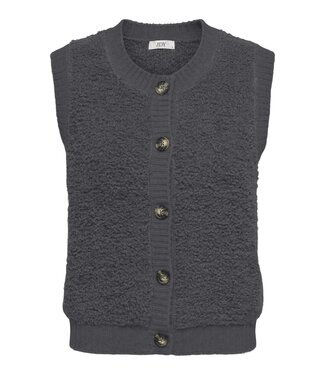 JDY JDYEIRA Life S/L On Button  Knit Vest - Asphalt
