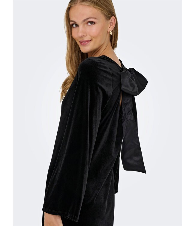 JDY JDYVICTORY L/S Velvet Bow Dress - Black detail: Bow