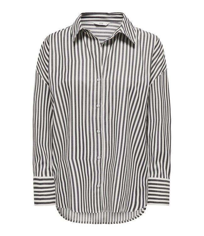 JDY JDYVESPER L/S Loose Shirt - Cloud Dancer: Chocolate Torte Stripes