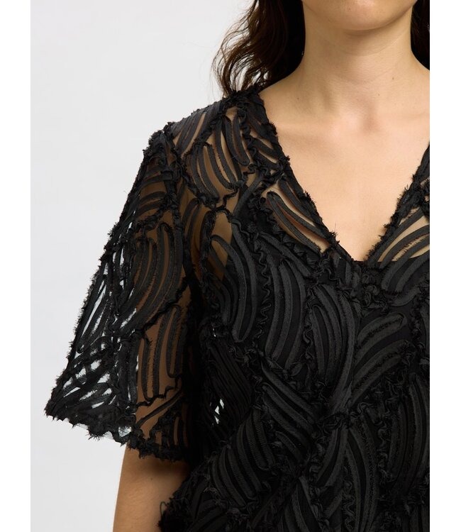 Selected Femme SLFSABINE 2/4 V-Neck Top - Black