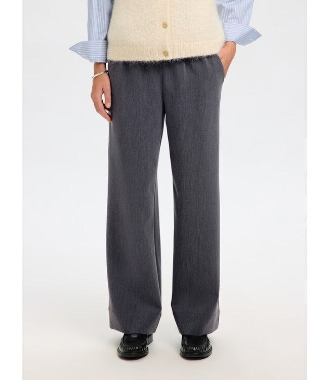 Selected Femme SLFPATRICIA MW Wide Pant - Medium Grey Melange