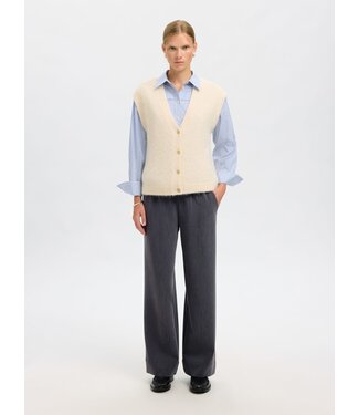 Selected Femme SLFPATRICIA MW Wide Pant - Medium Grey Melange