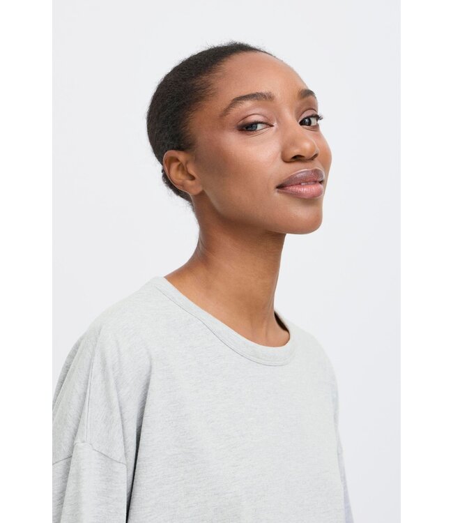 ICHI IHPALMER Ex Loose SS - Grey Melange