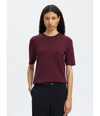 Selected Femme SLFLURA Lurex 2/4 Knit O-Neck - Fig Lurex