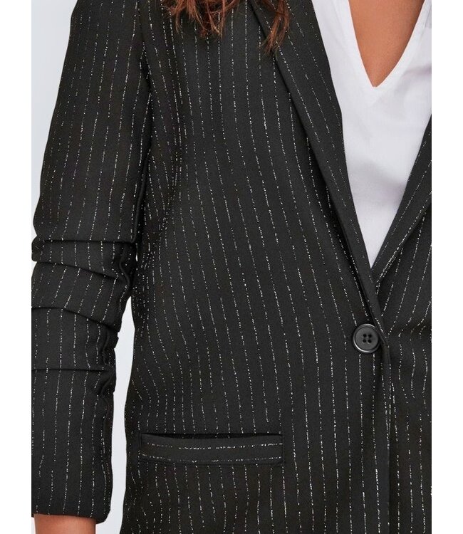 JDY JDYMARY L/S Lurex Blazer - Black SILVER PINSTRIPE
