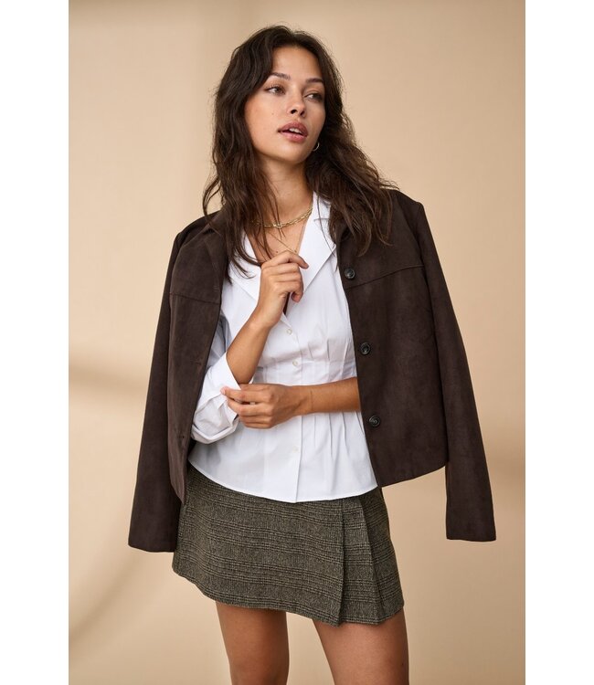 JDY JDYNICO Faux Suede Jacket - Chocolate Torte