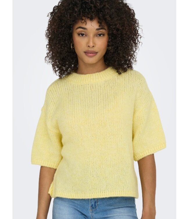 JDY JDYLINEA S/S Knit O-Neck Pullover - Pastel Yellow