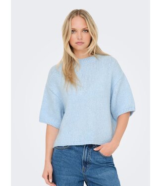 JDY JDYLINEA S/S Knit O-Neck Pullover - Cashmere Blue
