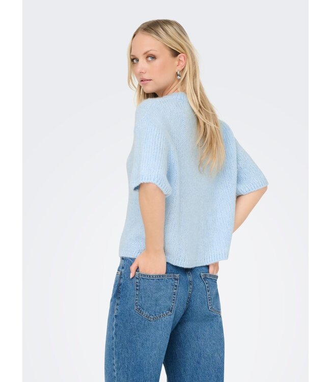 JDY JDYLINEA S/S Knit O-Neck Pullover - Cashmere Blue