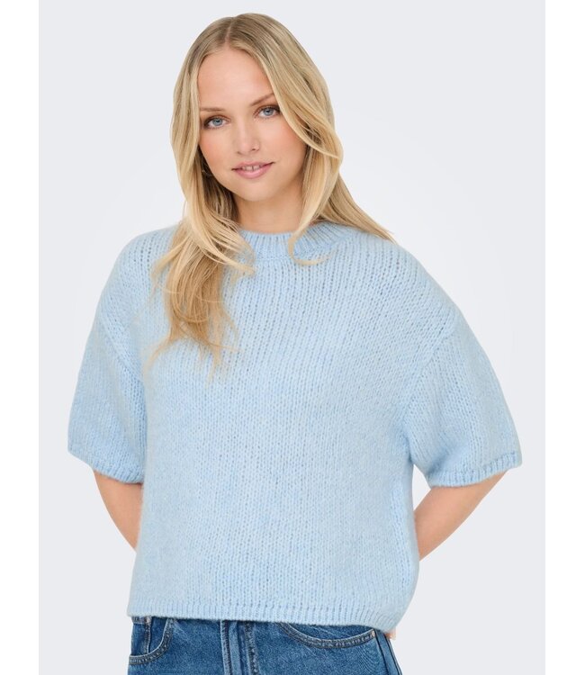 JDY JDYLINEA S/S Knit O-Neck Pullover - Cashmere Blue