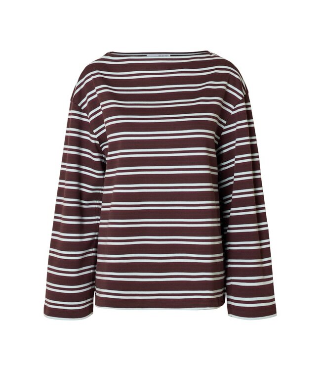 Selected Femme SLFPOLLY LS Boatneck Striped Tee - Light Blue/Fig