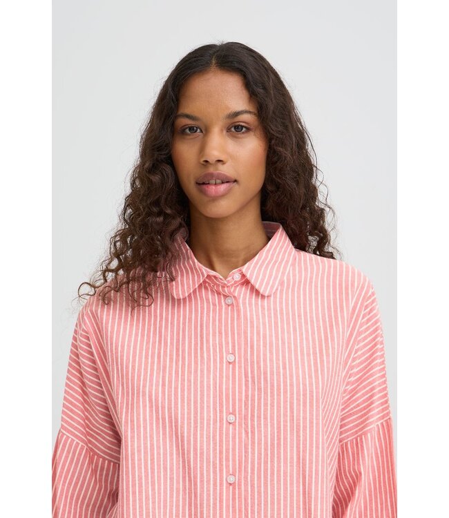 ICHI IHGILEY Shirt - Birch / Pink Striped