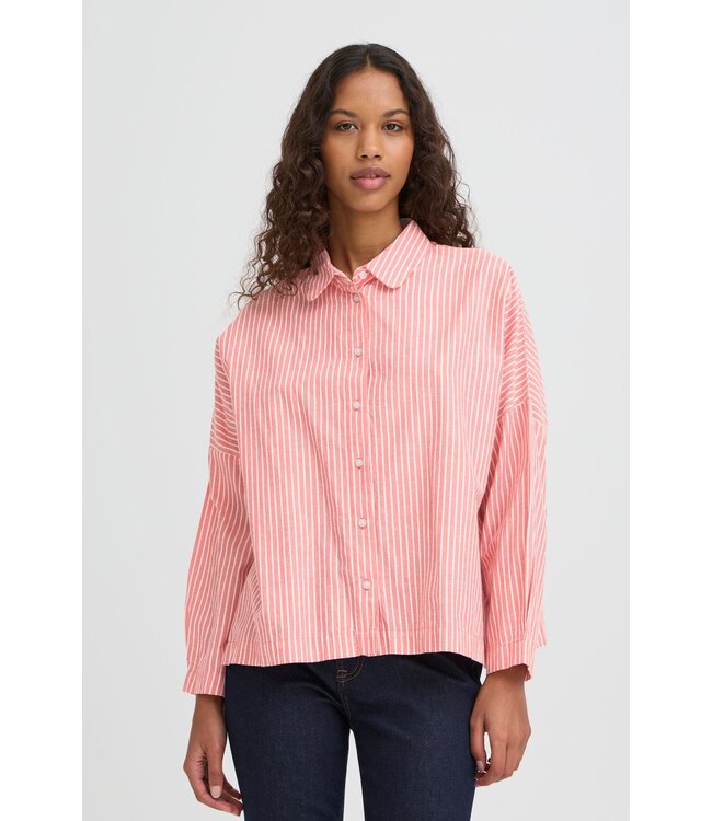 ICHI IHGILEY Shirt - Birch / Pink Striped