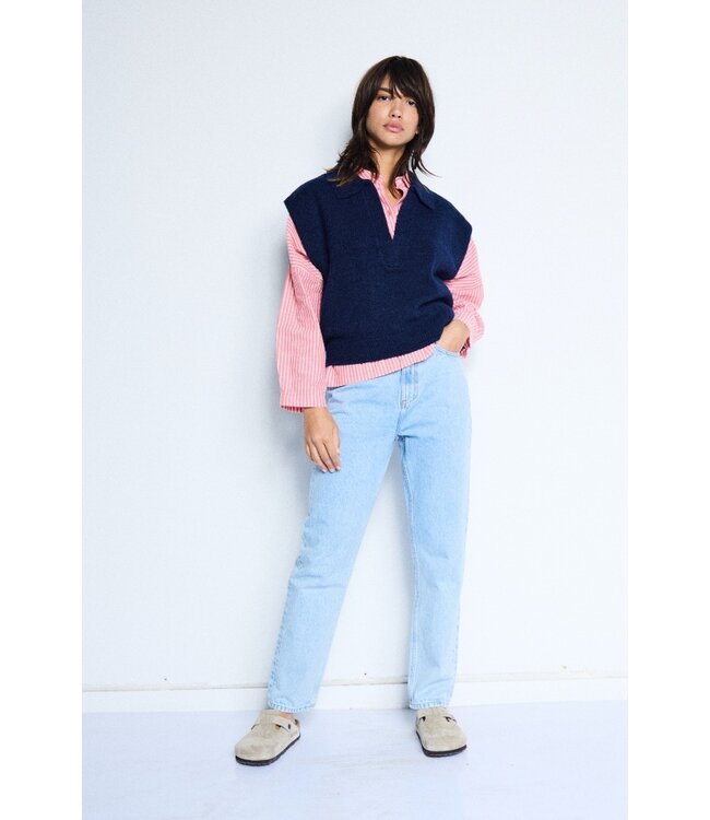 ICHI IHGILEY Shirt - Birch / Pink Striped