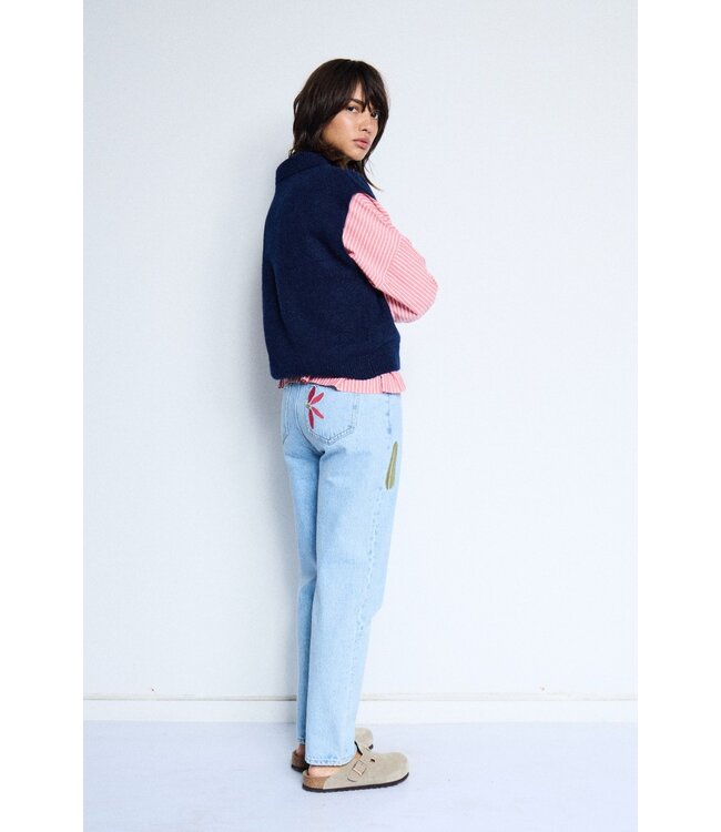 ICHI IHGILEY Shirt - Birch / Pink Striped