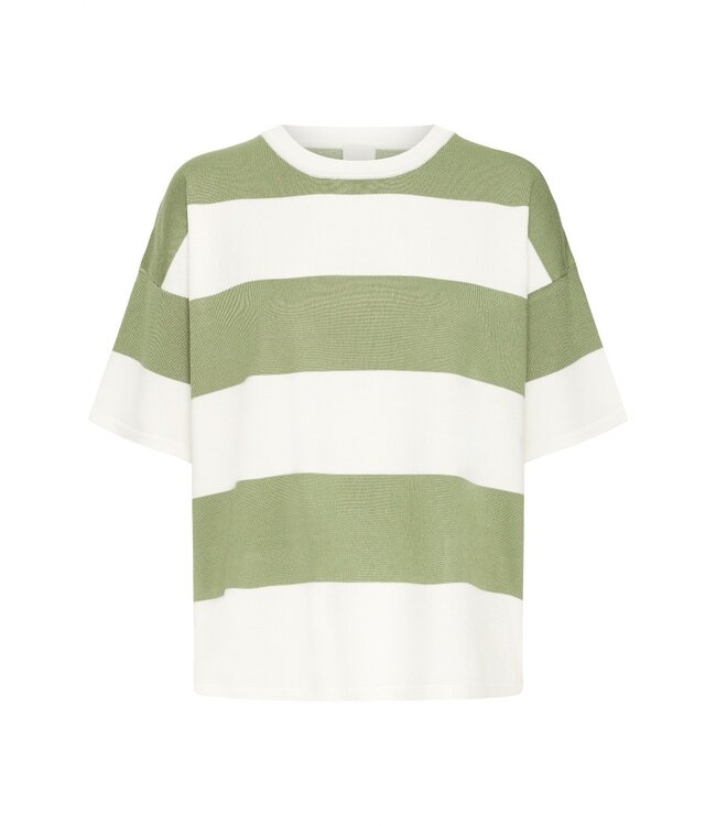 ICHI IHLULS Loose SS - Wide Iguana White Stripe