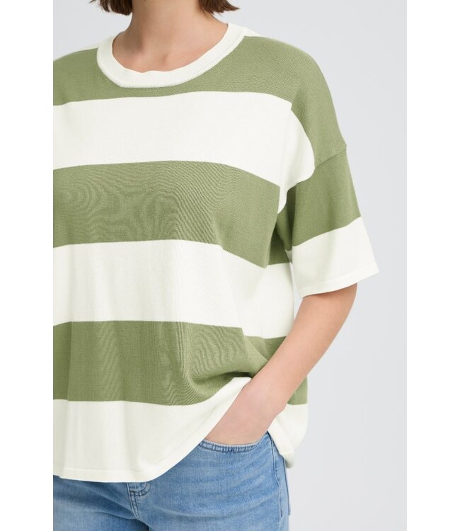 ICHI IHLULS Loose SS - Wide Iguana White Stripe