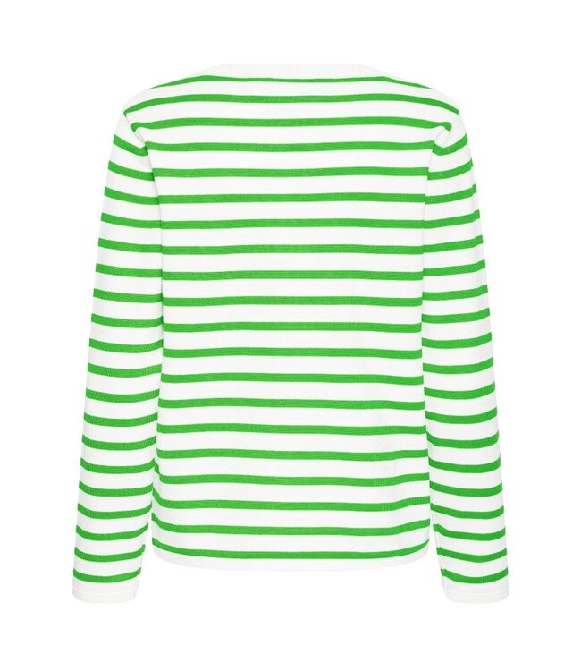 ICHI IHLULS O-Neck LS - Small Cloud Kelly Stripe