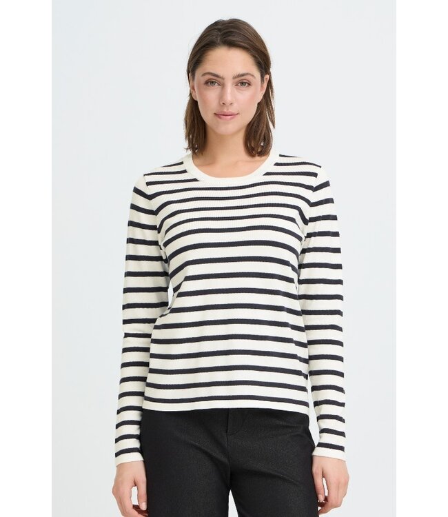 ICHI IHLULS O-Neck LS - Small Cloud Kelly Stripe