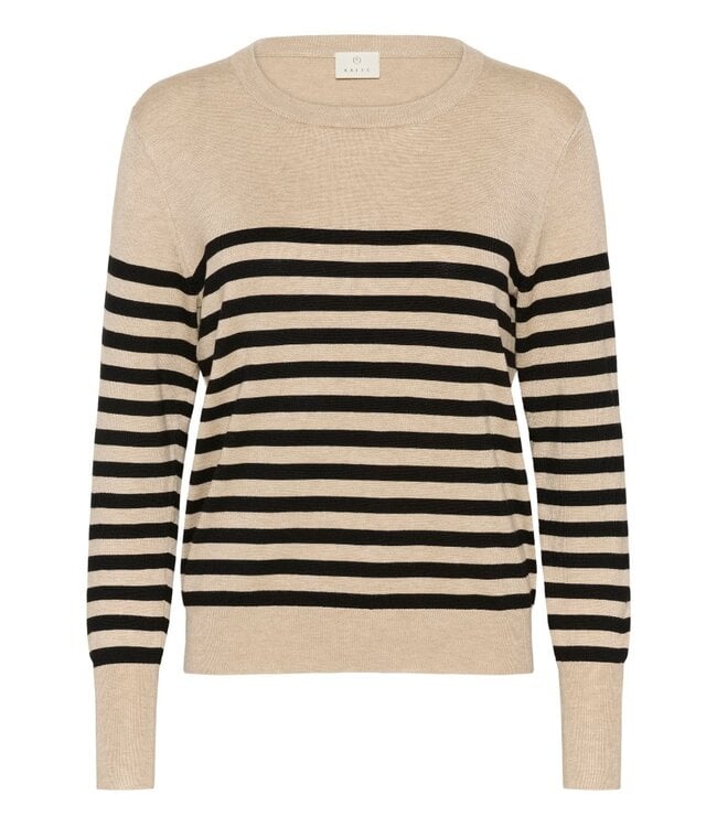 KAFFE KAlizza Striped Knit Pullover - Feather Grey/Black Stripe