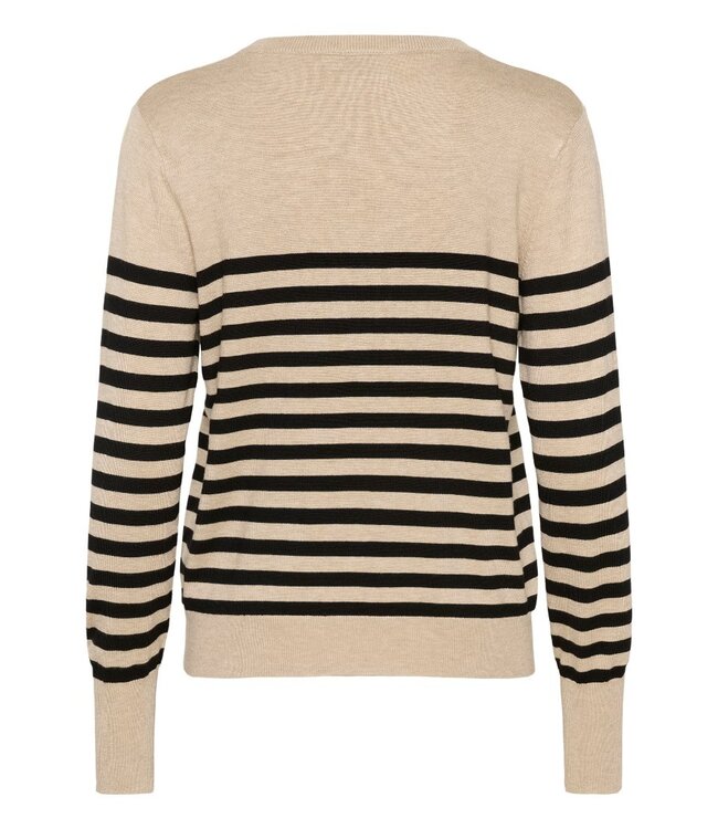 KAFFE KAlizza Striped Knit Pullover - Feather Grey/Black Stripe