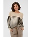 KAFFE KAlizza Striped Knit Pullover - Feather Grey/Black Stripe
