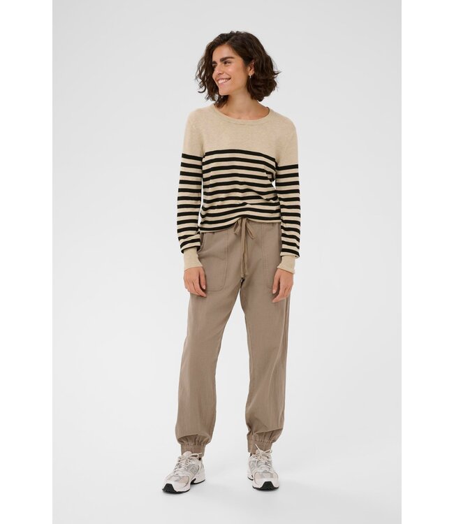 KAFFE KAlizza Striped Knit Pullover - Feather Grey/Black Stripe