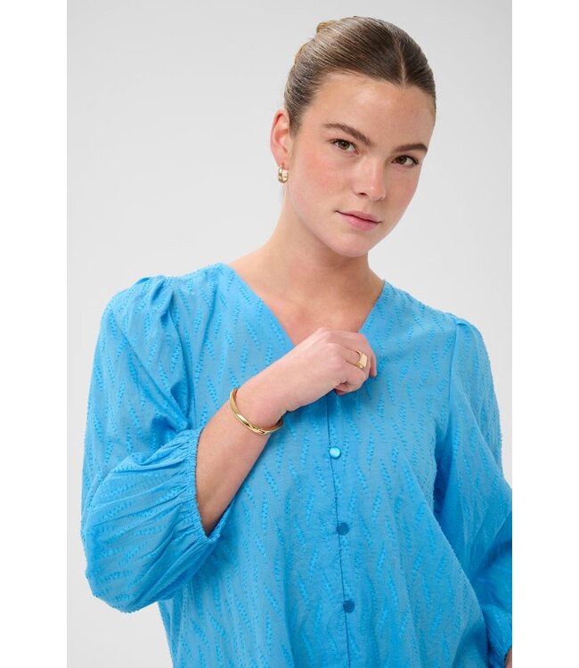 KAFFE KAgabriela V-Neck Shirt - Azure Blue