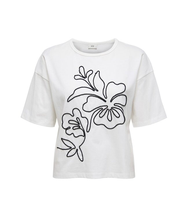 JDY JDYCALLY Life S/S EMB Top - Cloud Dancer