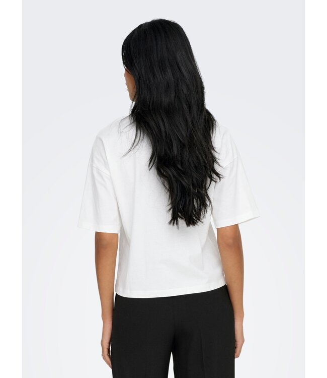 JDY JDYCALLY Life S/S EMB Top - Cloud Dancer