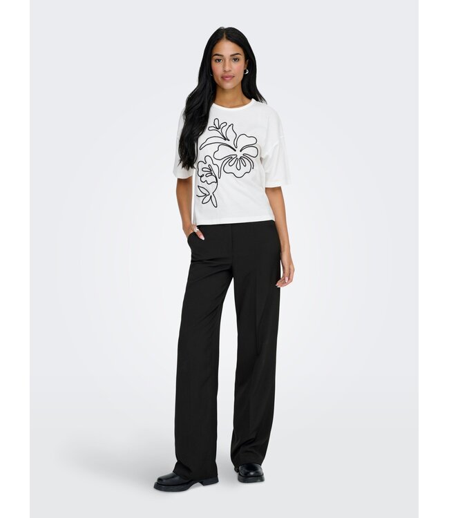 JDY JDYCALLY Life S/S EMB Top - Cloud Dancer