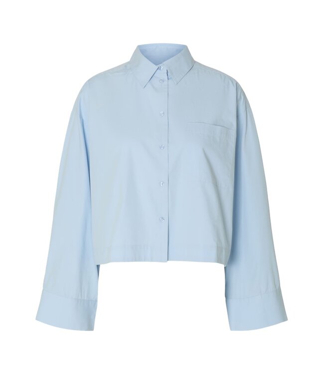 Selected Femme SLWASTHA LS Cropped Boxy Shirt - Cashmere Blue