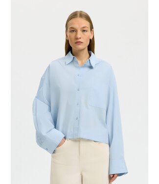 Selected Femme SLWASTHA LS Cropped Boxy Shirt - Cashmere Blue