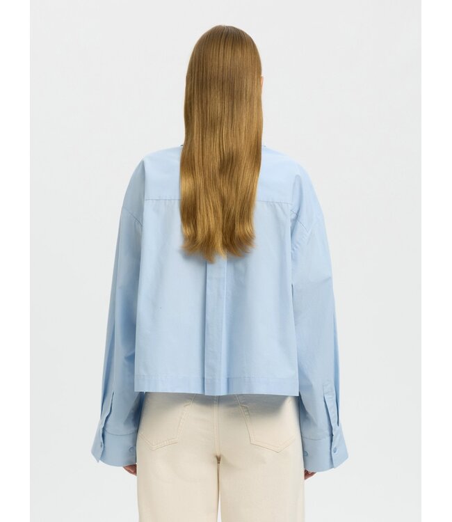 Selected Femme SLWASTHA LS Cropped Boxy Shirt - Cashmere Blue