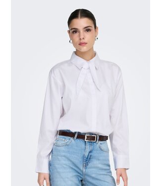 JDY JDYWILLOW Loose L/S Bow Shirt - Bright White