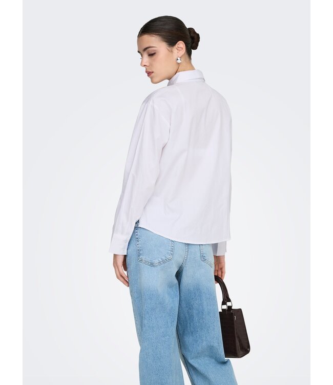 JDY JDYWILLOW Loose L/S Bow Shirt - Bright White