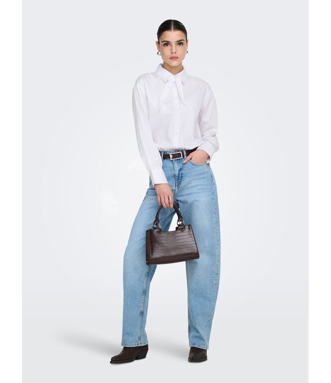 JDY JDYWILLOW Loose L/S Bow Shirt - Bright White