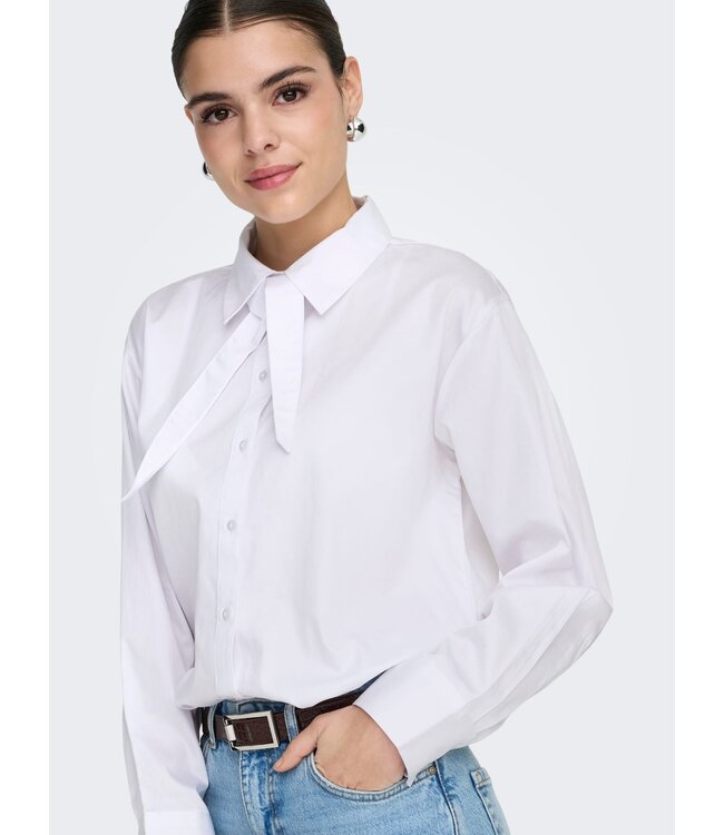 JDY JDYWILLOW Loose L/S Bow Shirt - Bright White