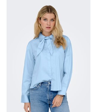 JDY JDYWILLOW Loose L/S Bow Shirt - Cerulean