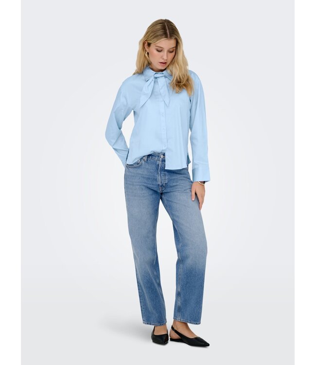 JDY JDYWILLOW Loose L/S Bow Shirt - Cerulean