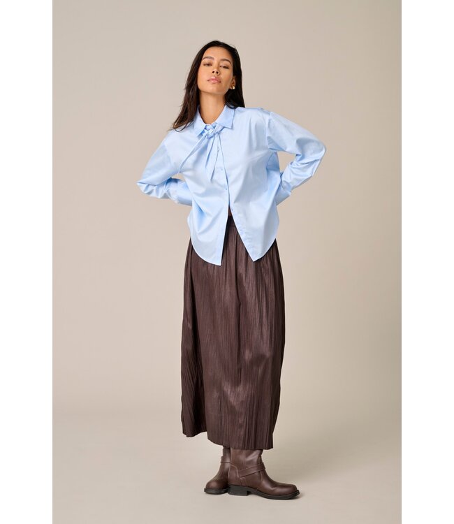 JDY JDYWILLOW Loose L/S Bow Shirt - Cerulean