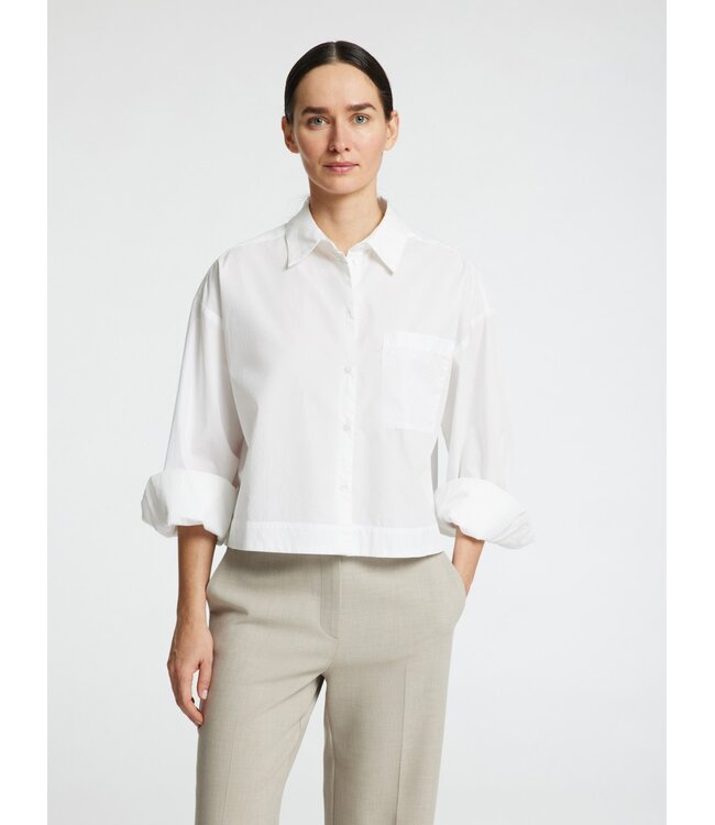 Selected Femme SLWASTHA LS Cropped Boxy Shirt - Bright White